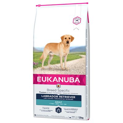 Eukanuba Breed Specific Premium dry food for Labrador Retriever, adult from 1 year, 12kg. Contains L-carnitine to support fat burning.